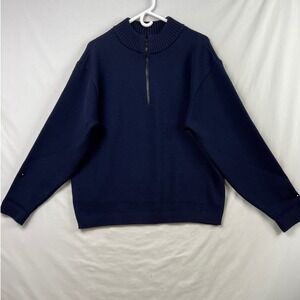 Vintage Filson Quarter Zip Sweater Mens Large Navy Blue 100% Virgin Wool USA
